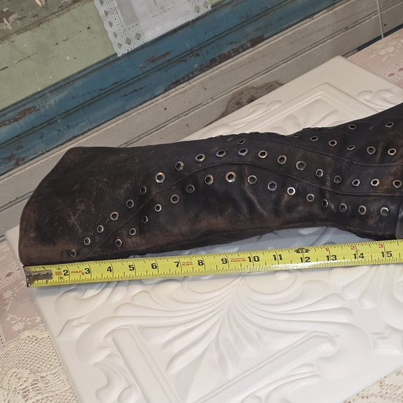 Frye Mustang Grommet Tall 72247 Womens Black Leather Boots SOLD OUT $498 - Picture 5 of 13